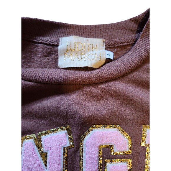 Judith March Oversized Cowgirl Sweatshirt Womens Small Brown Pink Cozy Lounge - Picture 5 of 9